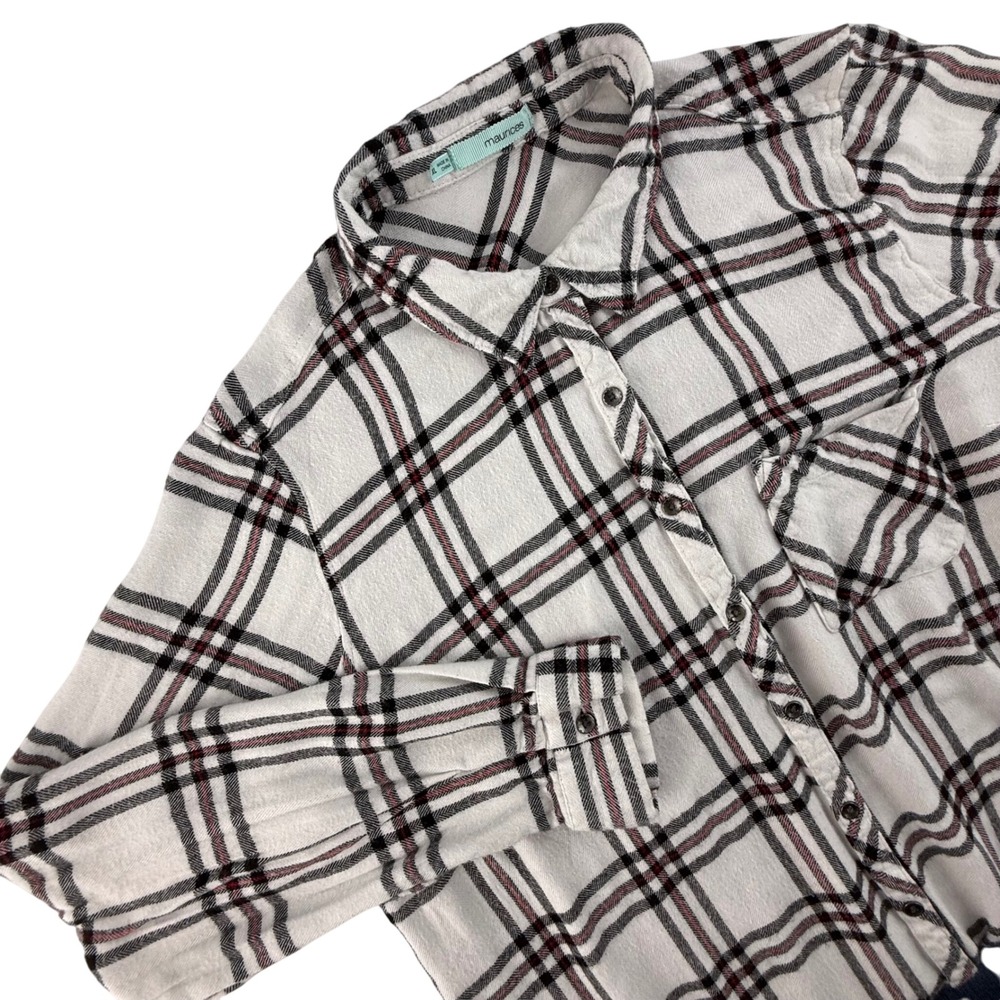 Maurices Plaid‎ Flannel Grunge 90s Y2K Academia Soft Rayon Button Down Shirt XL